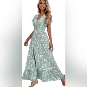 SHEIN Ruffled Sleeves Maxi Dress